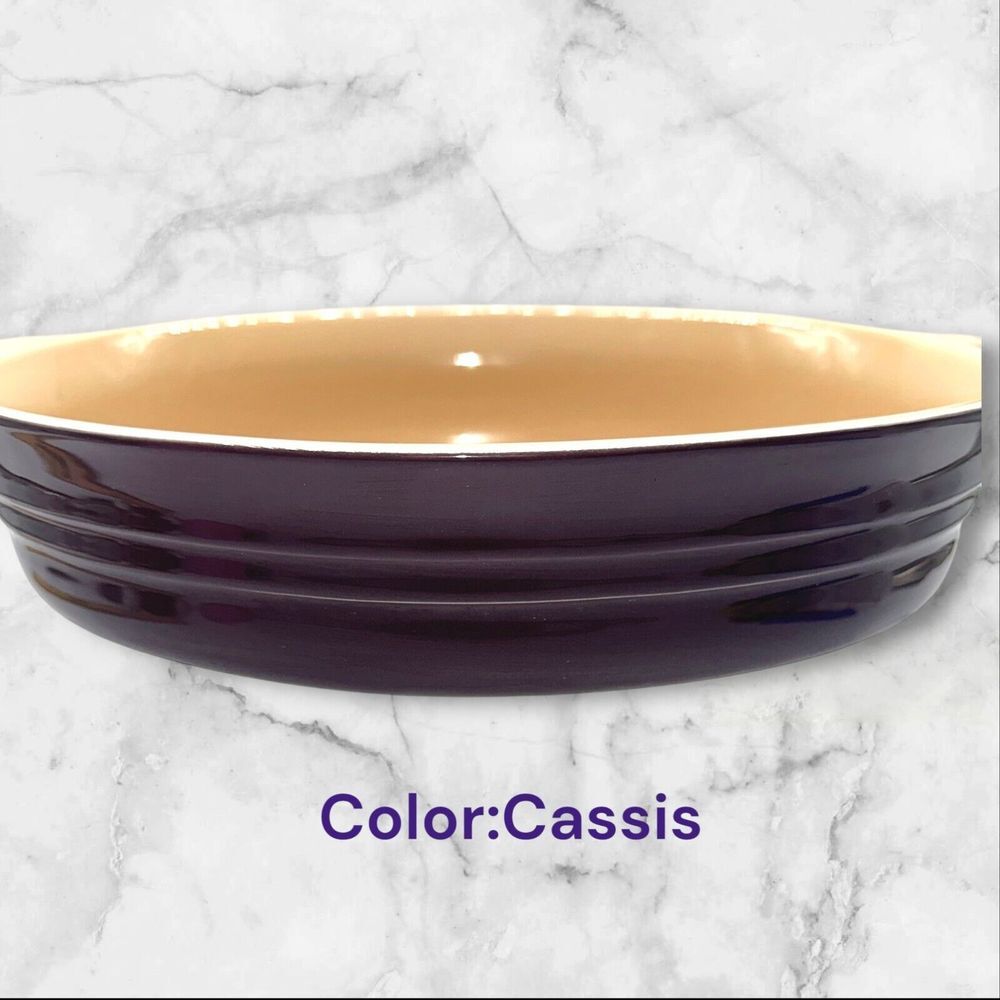 Le Creuset RARE Oval Baker Gratin Dish 10 28 Casserole Stoneware CASSIS Retired - Picture 3 of 13